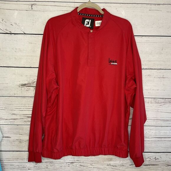 FOOTJOY Size‎ Large 1/2 Zip Red Performance Pullover Jacket Golf Windshrt Lined - Picture 4 of 10